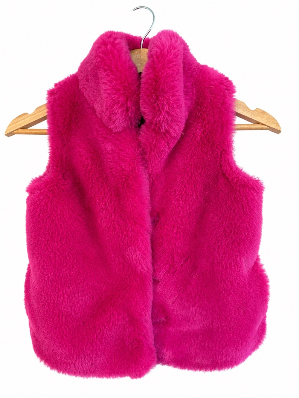 Milly Minis Girls Hot Pink Faux Fur Vest Size 7 Soft Plush Statement Layer